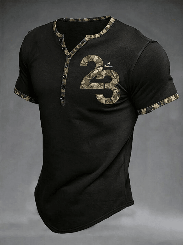 Christian 23 Psalm Camo Button T-Shirt Faith Based Outfits Gifts For Christian - WWCandleCo
