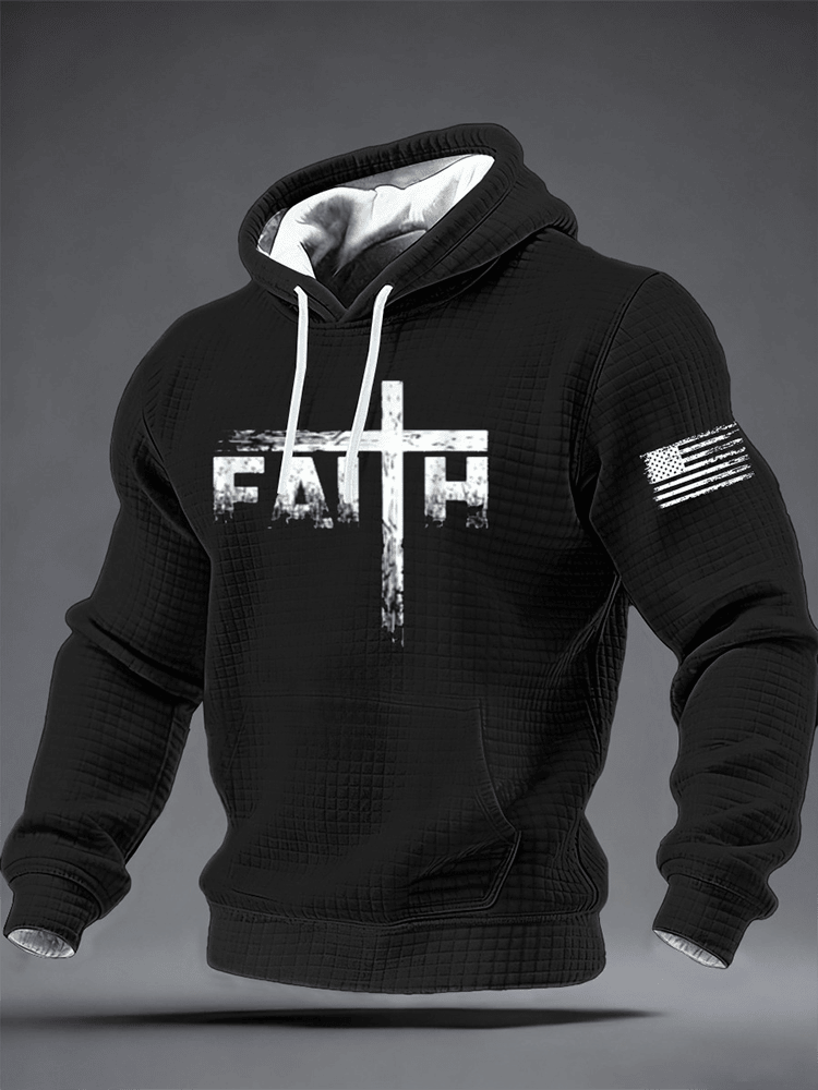 Christian Cross Flag Faith Hoodie Faith Over Fear Hooded Sweatshirt Religious Gifts For Men - Woodnwickscandlecompany