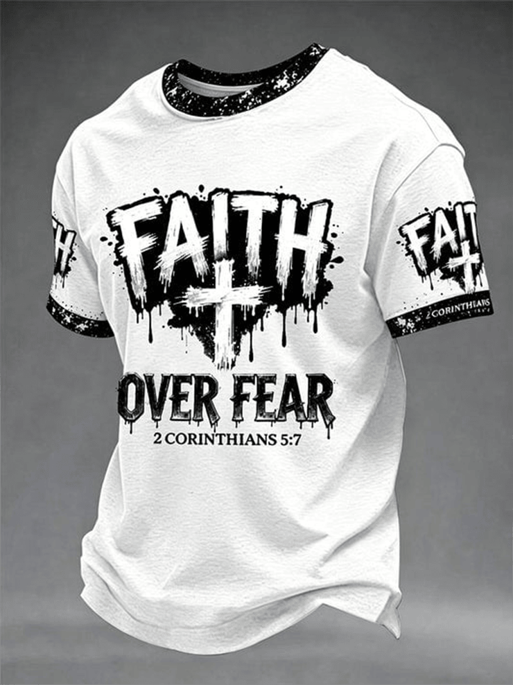 Christian Faith Over Fear Shirt Christian Themed Clothing Gifts For Father's Day - WWCandleCo
