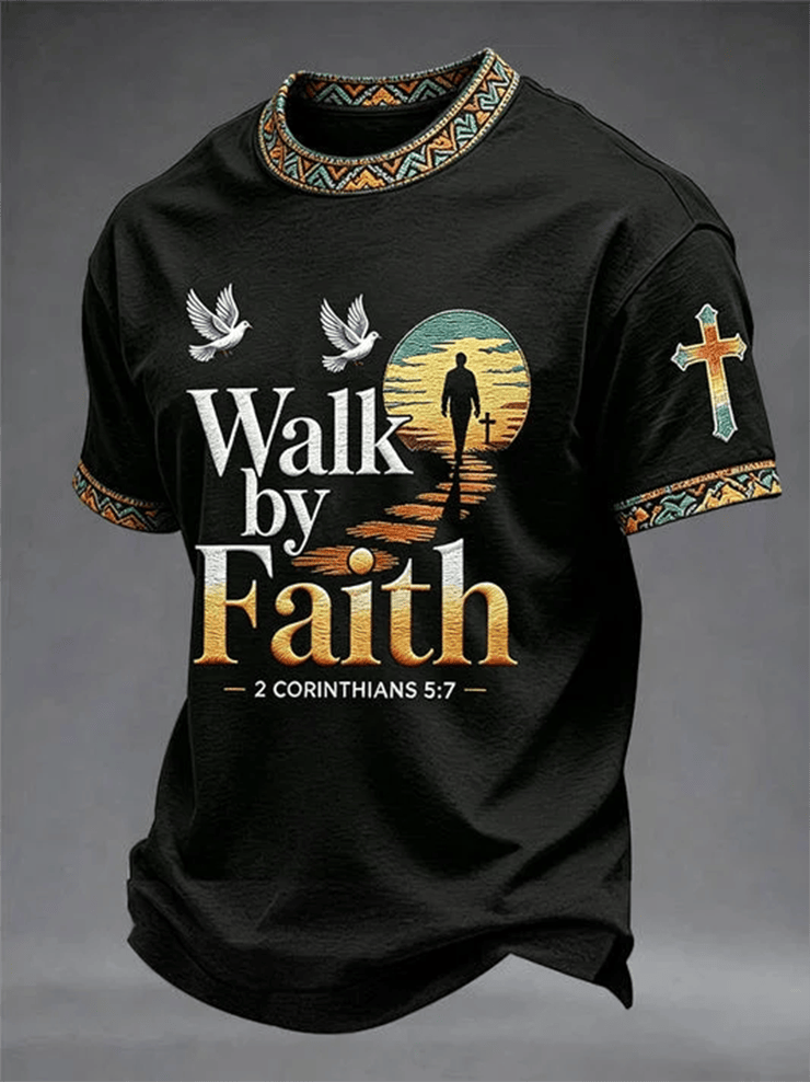 Christian Walk By Faith Shirt Christian Clothing Jesus Apparel Tee Shirt With BIble Verse - WWCandleCo