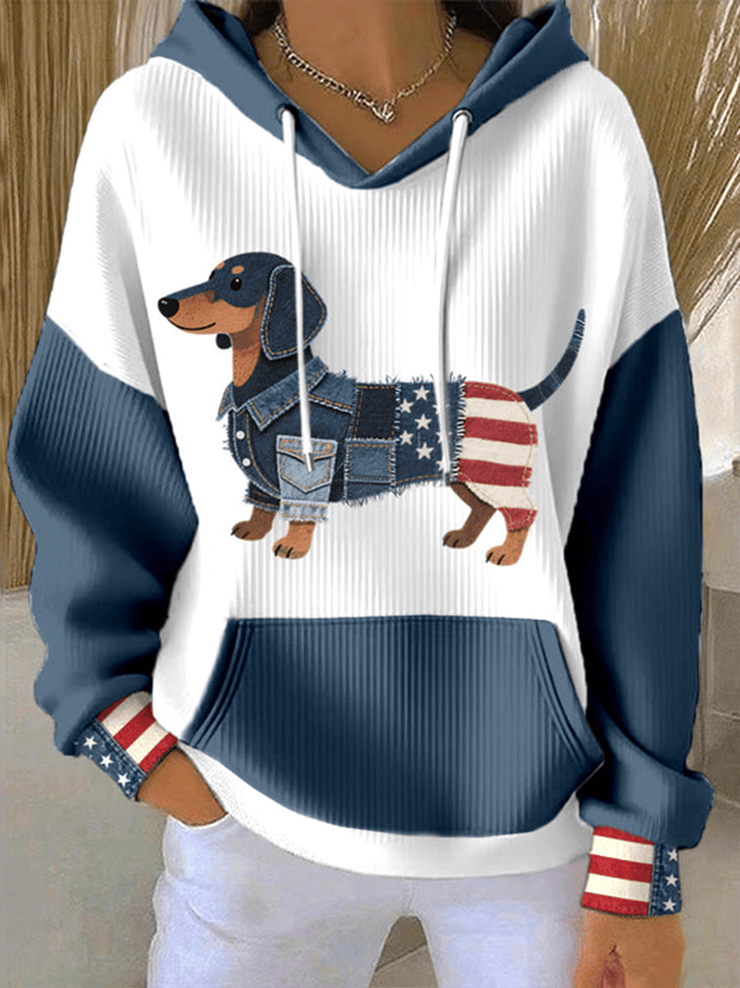 Dachshund Patriotic Style Hoodie Fourth Of July Hooded Sweatshirt Gifts For Dachshund Lovers - Woodnwickscandlecompany