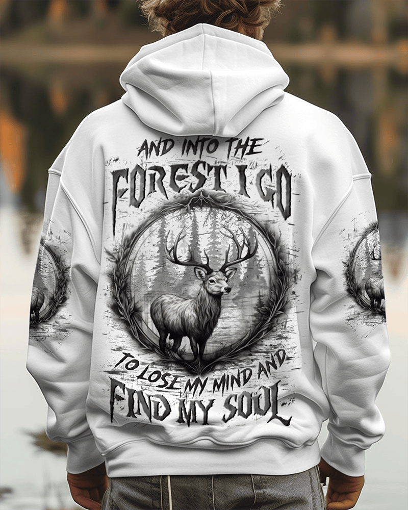 Deer And Into The Forest I Go To Lose My Mind Hoodie Backwoods Style Hoodie Deer Hunters Gifts - Woodnwickscandlecompany