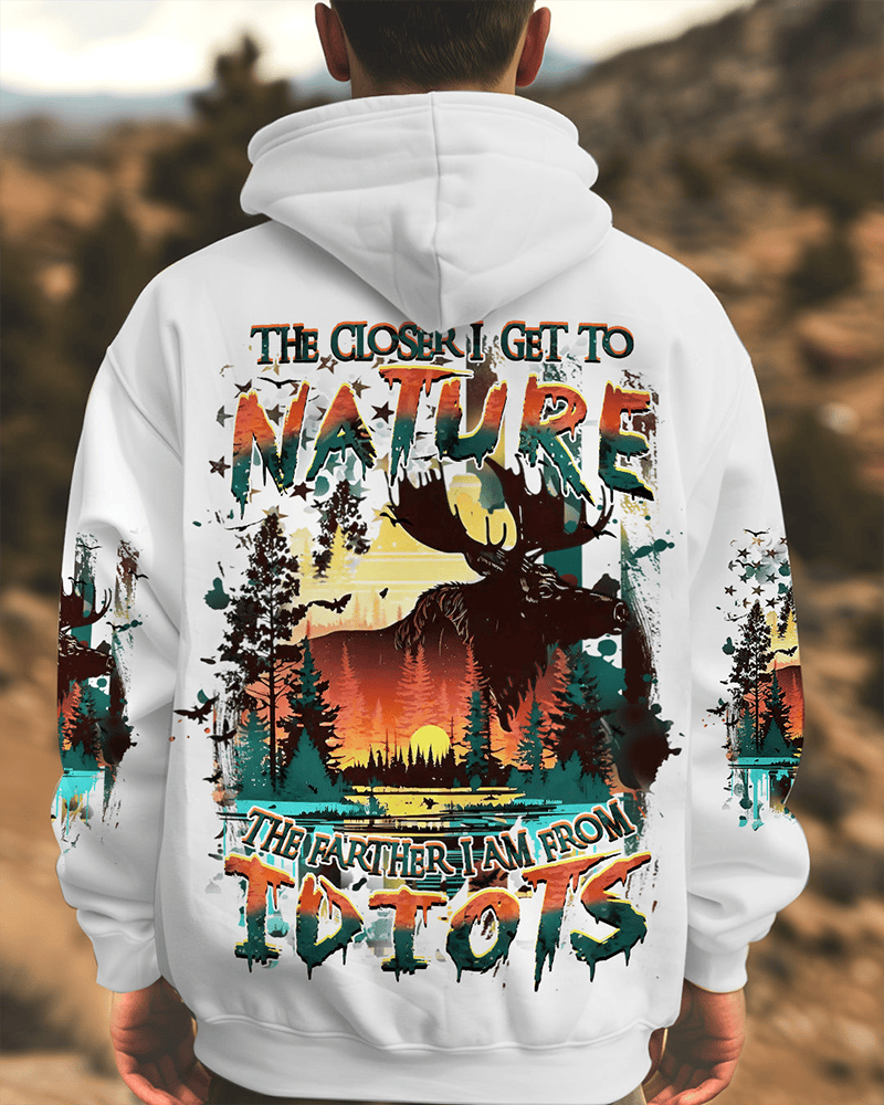 Deer The Closer I Get To Nature Hoodie Country Hunting Hoodie Cool Gifts For A Hunter - Woodnwickscandlecompany