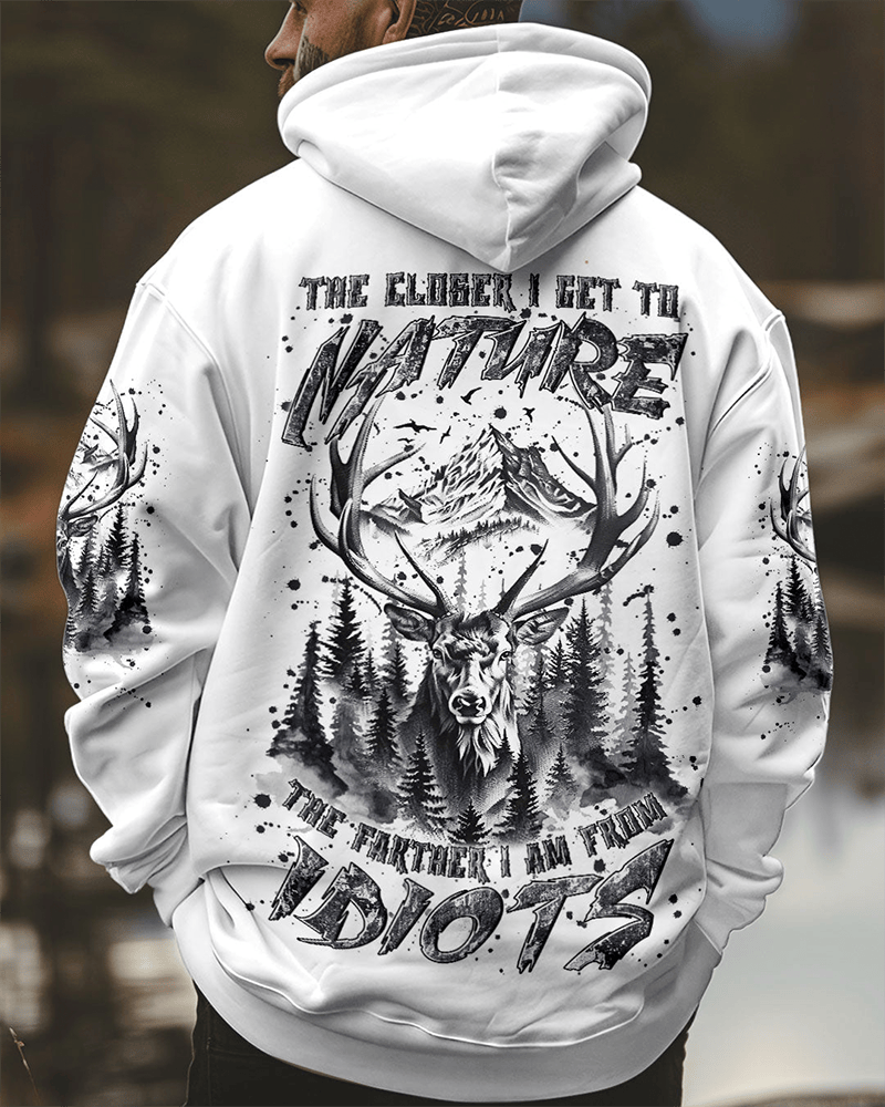 Deer The Closer I Get To Nature Hoodie Hunter Lifestyle Hoodie Best Gifts For A Hunter - Woodnwickscandlecompany