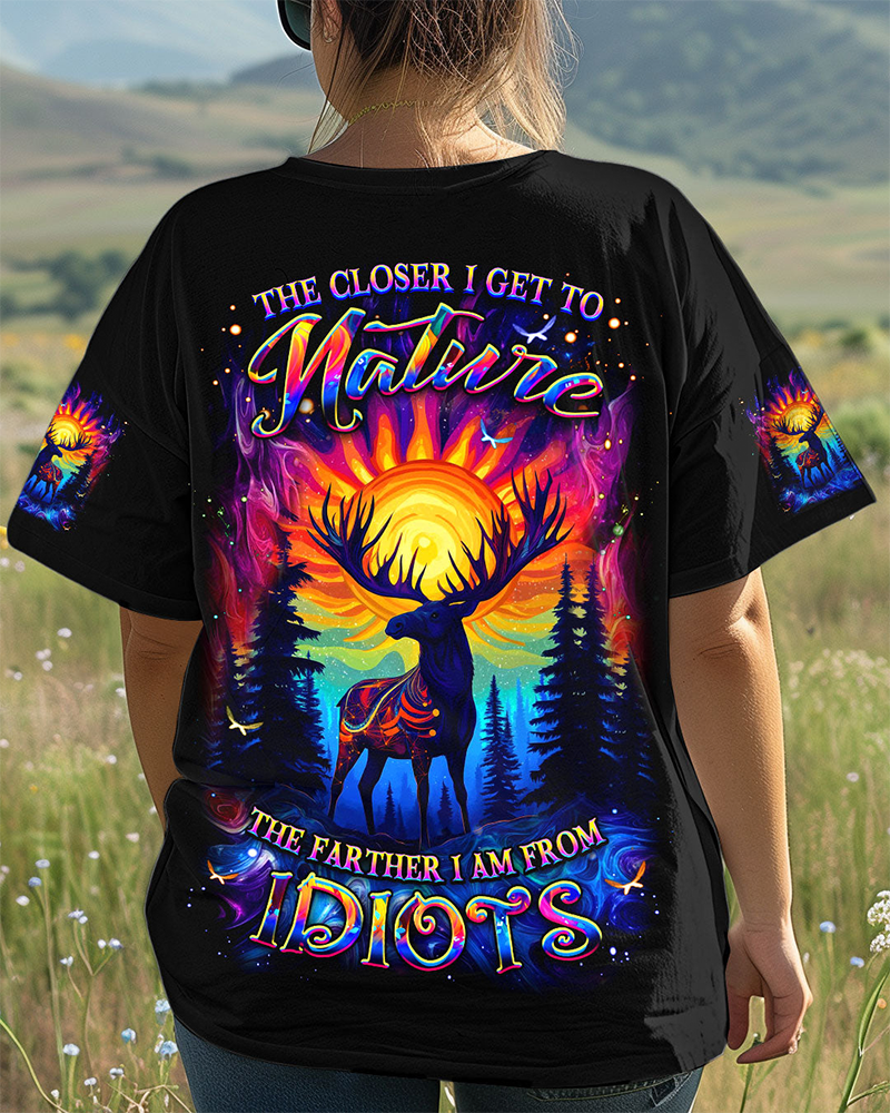 Deer The Closer I Get To Nature T-Shirt Woodsman Style Shirt Gifts For Hunting Lovers - Woodnwickscandlecompany