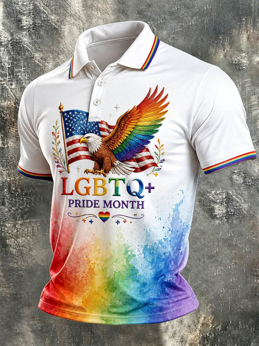 Eagle Pride Month Merch LGBTQ Polo Shirt Gay Pride Merch Gifts For Trans Friend - WWCandleCo