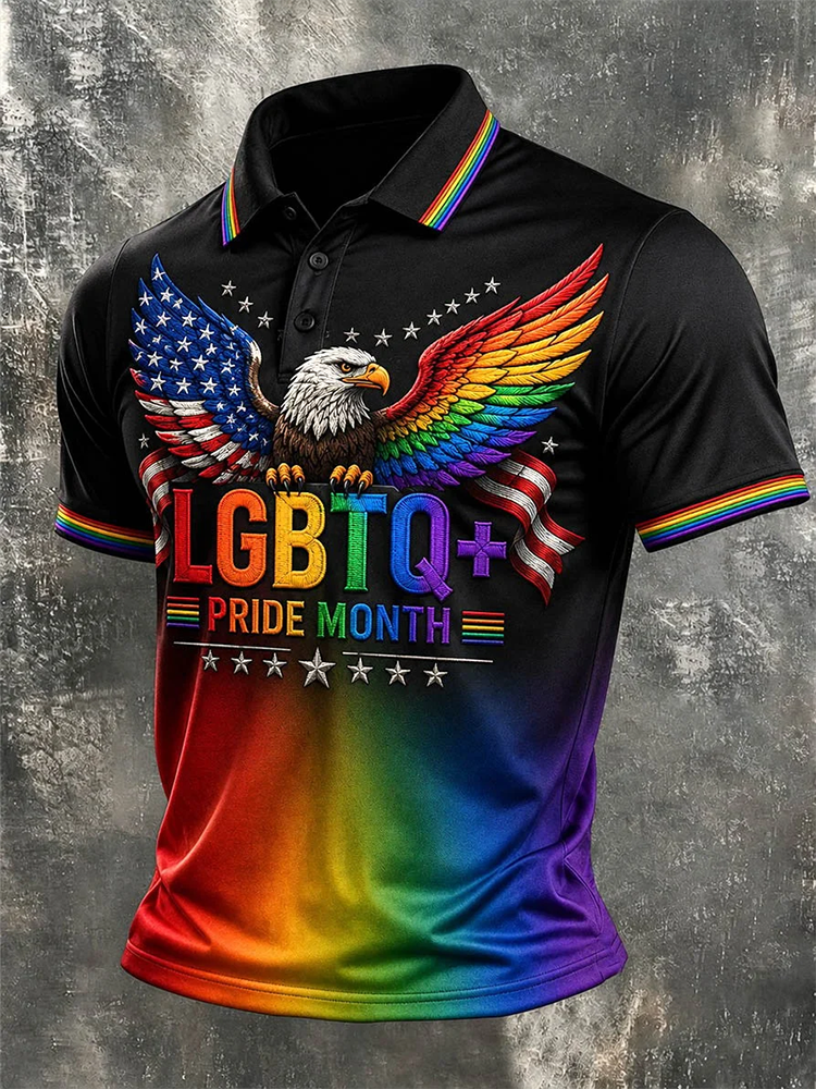 Eagle Pride Month Merch LGBTQ Polo Shirt Gay Pride Merch Gifts For Trans Men - WWCandleCo