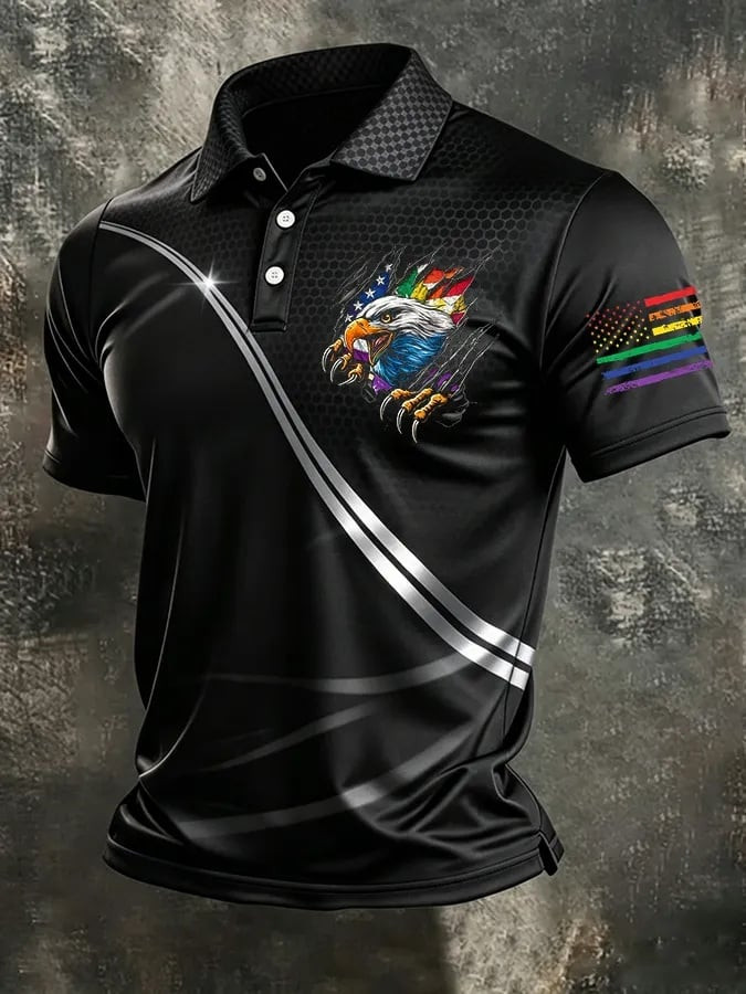 Eagle Pride Month Rainbow Flag Polo Shirt Gay Pride Clothing Gifts Idea For LGBTQ - WWCandleCo