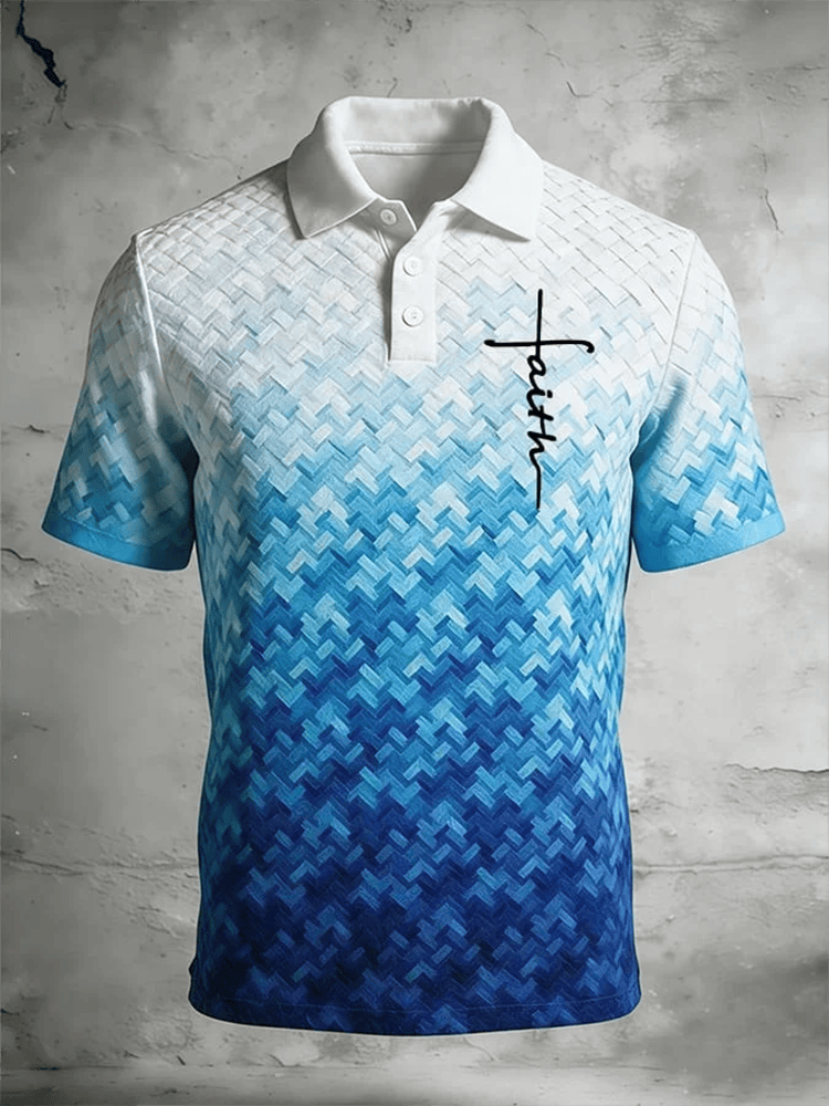 Faith Cross Polo Shirt Jesus Clothing Line Christian Apparel Gifts For Father's Day - WWCandleCo