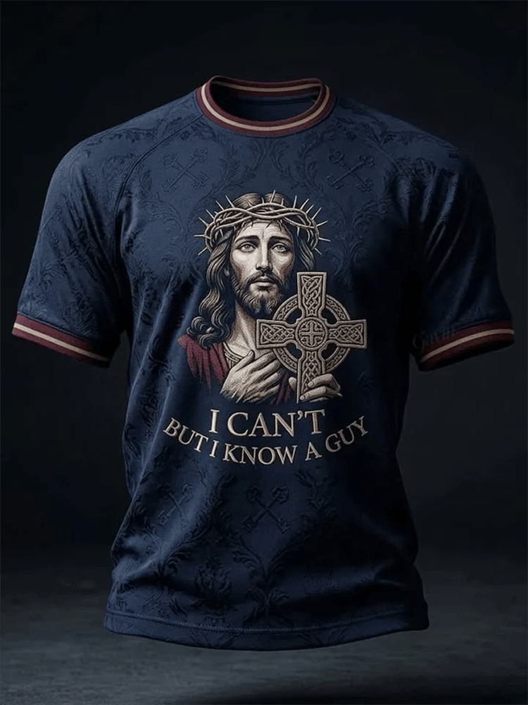 I Can't But I Know A Guy Shirt Jesus Clothing Line Faith Based Outfits Gifts For Men - WWCandleCo
