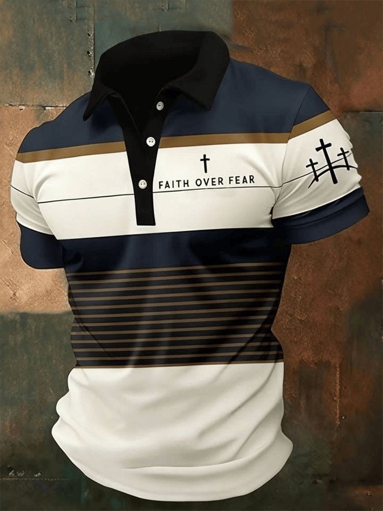Jesus Faith Over Fear Polo Shirt Christian Themed Golf Shirts Gifts For Christian - WWCandleCo