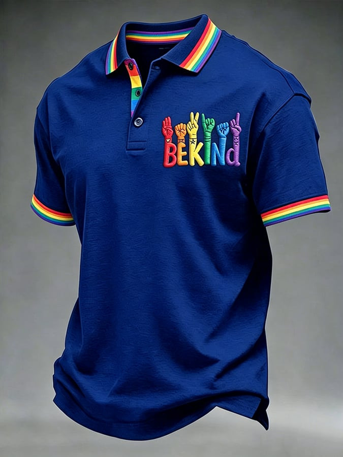 Pride Month Be Kind Rainbow Polo Shirt LGBTQ Apparel Pride Month Outfits Idea - WWCandleCo