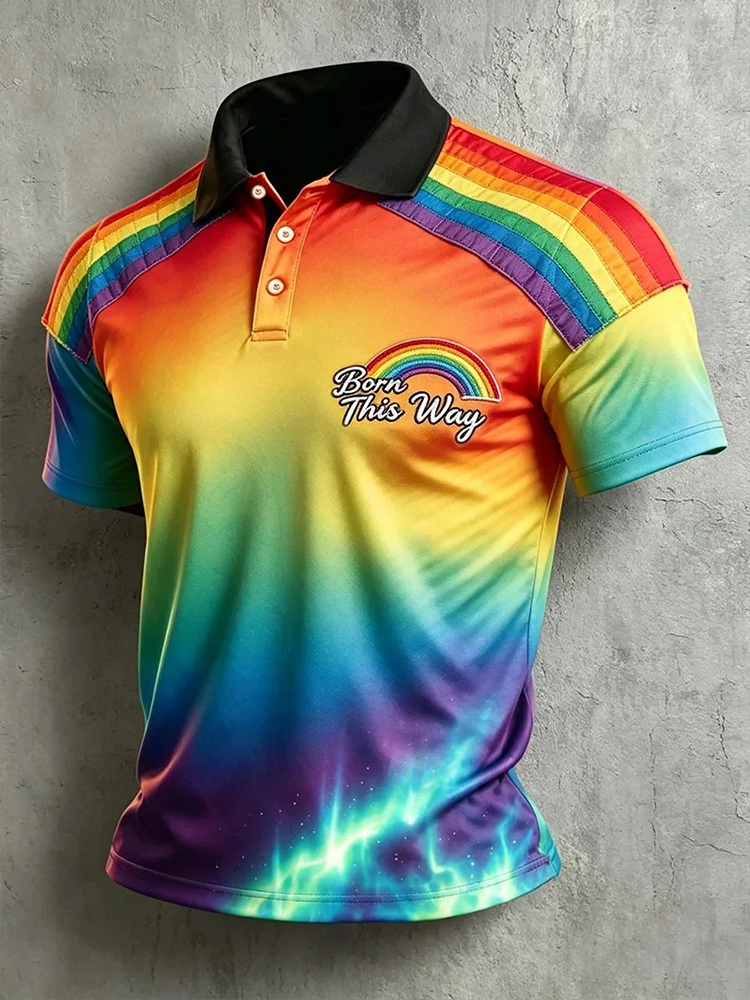 Pride Month Born This Way Polo Shirt LGBT Outfit Gay Apparel Clothing Gifts Idea - WWCandleCo