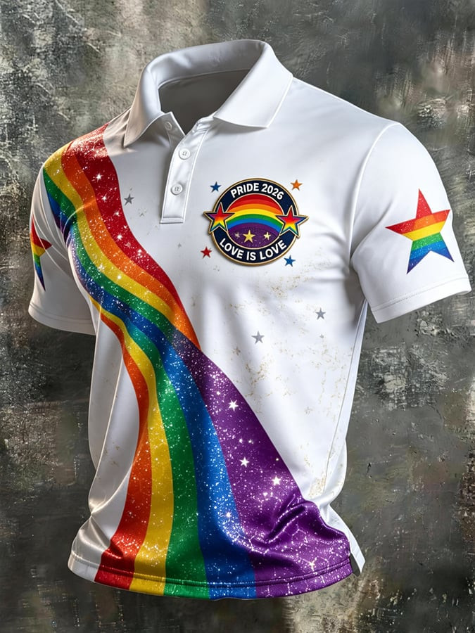 Pride Month Merch 2026 Love Is Love Rainbow Polo Shirt LGBT Clothing Gifts For Husband - WWCandleCo