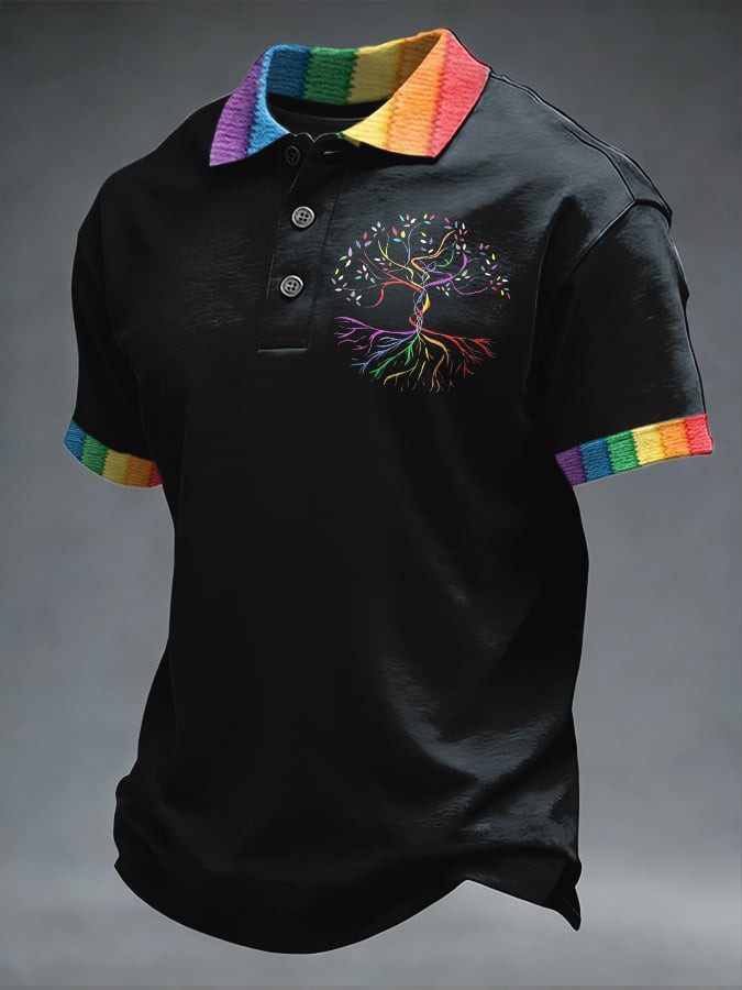 Pride Month Merch LGBTQ Tree Of Life Rainbow Polo Shirt Lesbian Pride Shirt Gifts - WWCandleCo