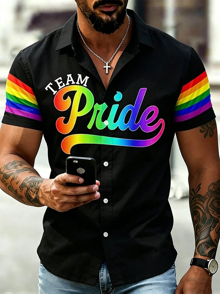 Pride Month Merch Team Pride Rainbow Hawaiian Shirt Gay Pride Attire LGBTQ Gifts - WWCandleCo