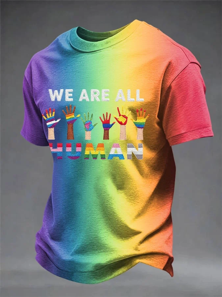 Pride Month Merch We Are All Human Rainbow Shirt Pride Ally Shirt Gifts For LGBTQ - WWCandleCo