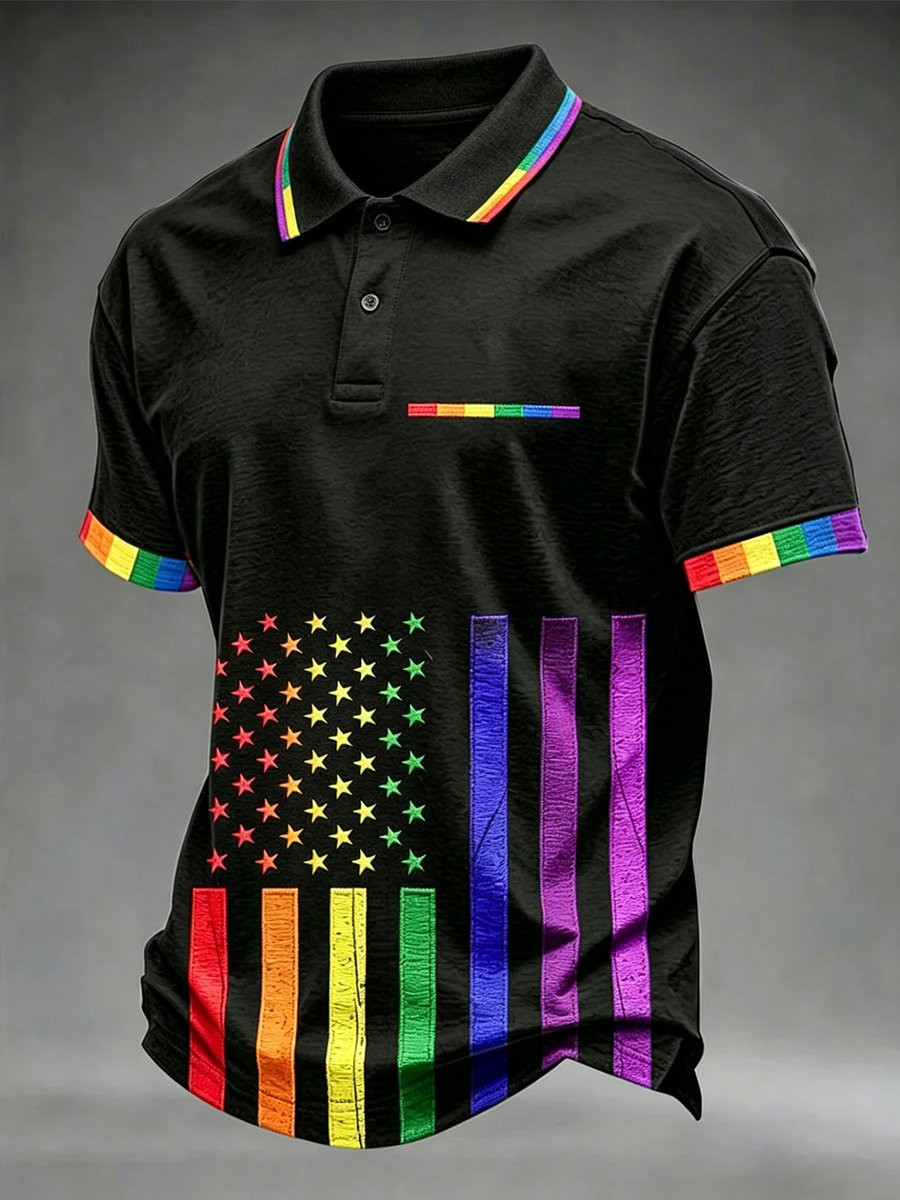 Pride Month Rainbow Flag Polo Shirt Pride Month Merch LGBTQ Apparel Gifts Idea - WWCandleCo