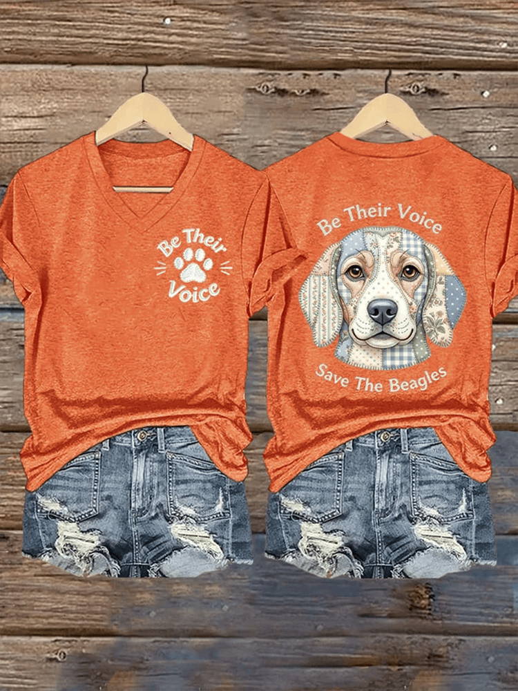 Save The Beagles Be Their Voice V-Neck Shirt End Animal Testing Shirt Dog Owners Gifts - WWCandleCo