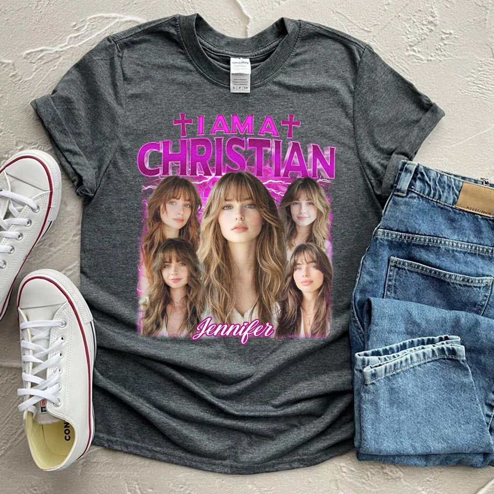 Custom Photo I Am A Christian - Gift For Christian T-Shirt - Image 4