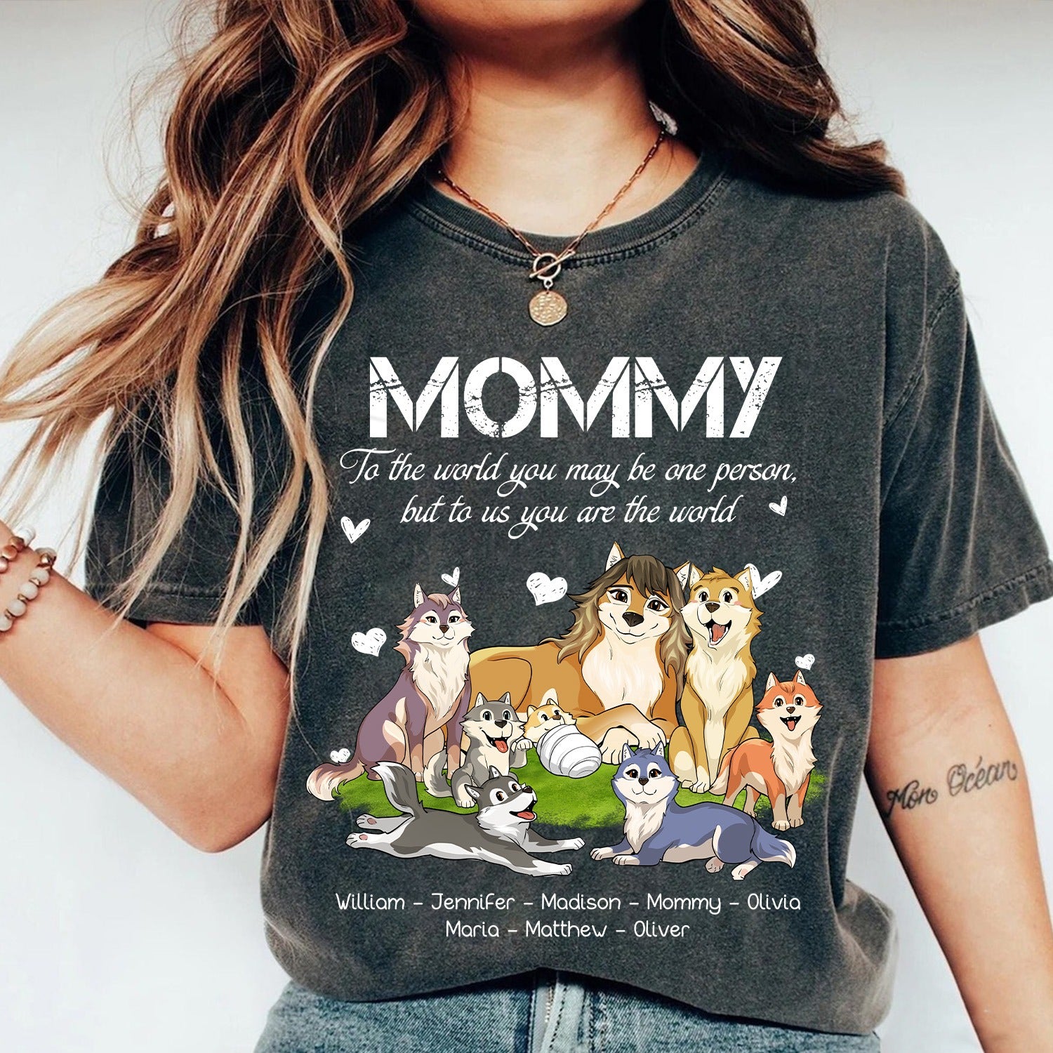 Custom Wolf Family Mommy To The World You May Be One Person - Mother's Day Gift T-Shirt
