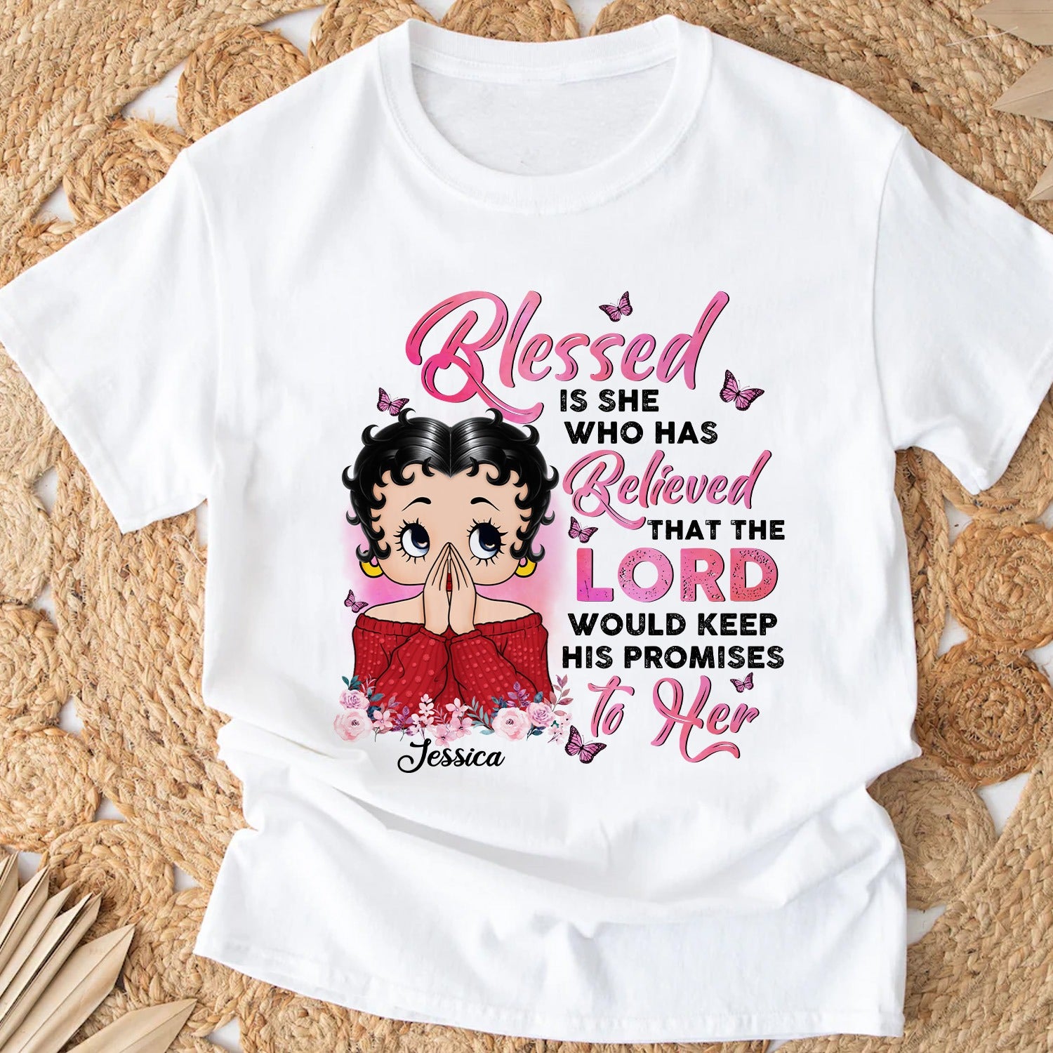 Vintage Girl, Blessed is She Who Has Believed Women's T-Shirt - Image 3