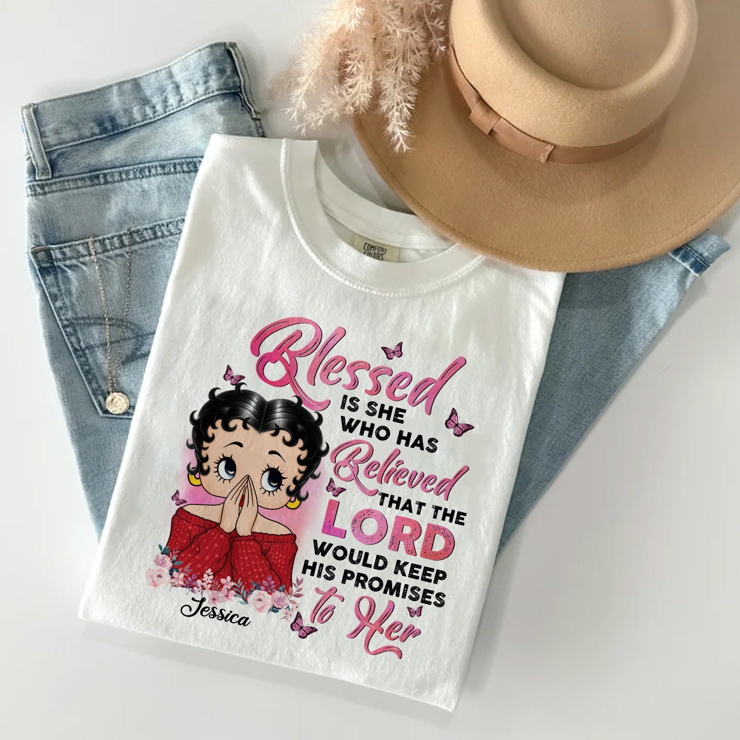 Vintage Girl, Blessed is She Who Has Believed Women's T-Shirt - Image 2