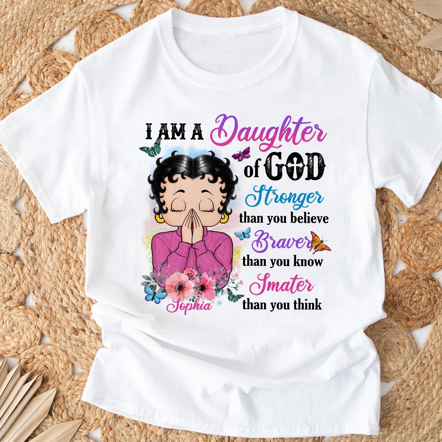 Vintage Girl, I Am A Daughter Of God Stronger Than You Believe T-Shirt - Image 3