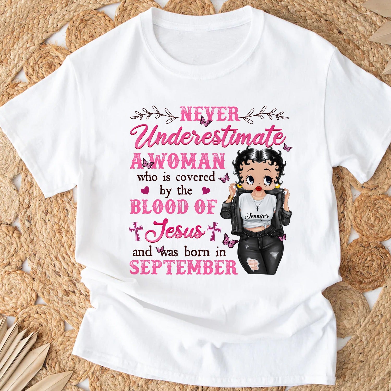 Vintage Girl, Never Underestimate A Woman Who Is Covered By The Blood Of Jesus T-Shirt - Image 2