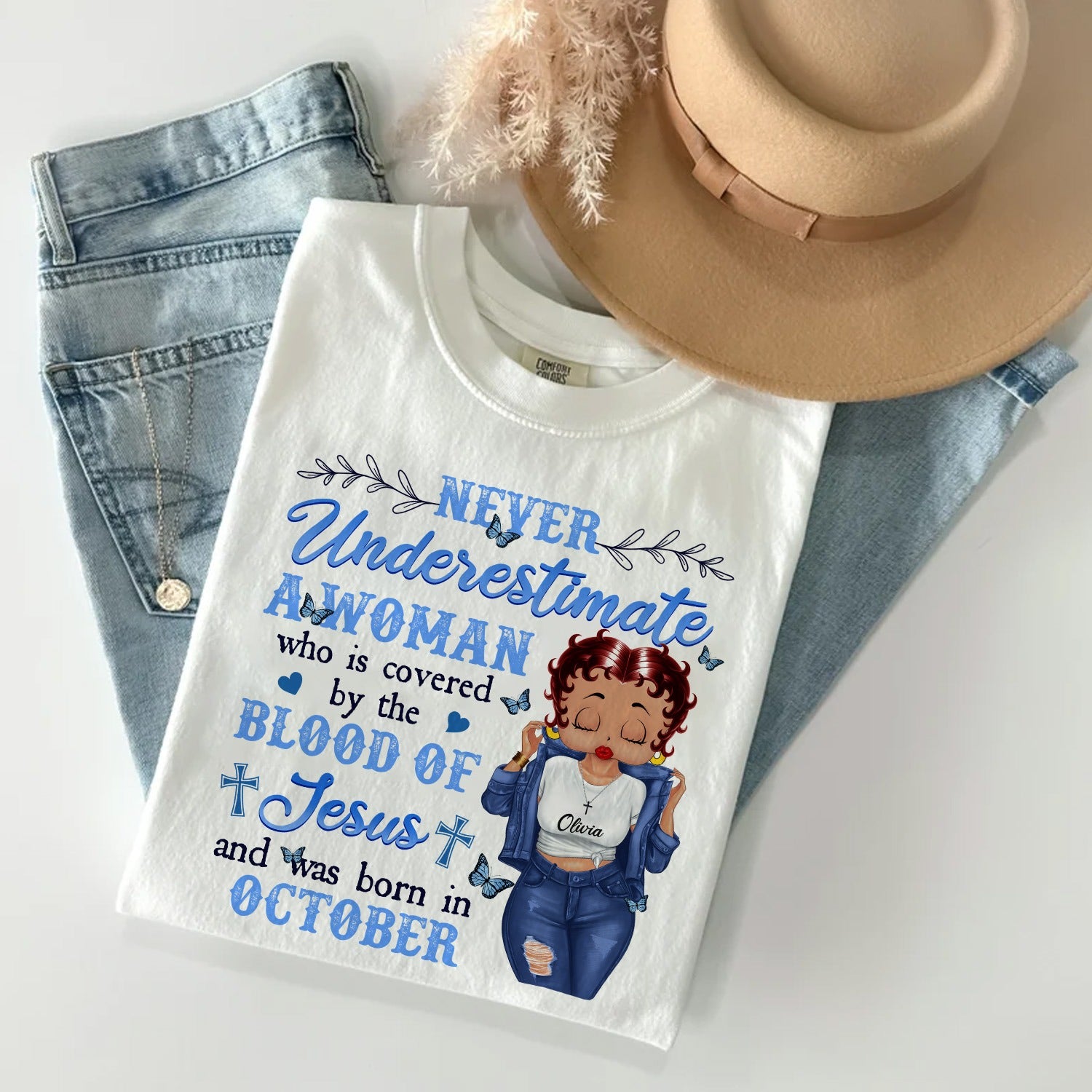 Vintage Girl, Never Underestimate A Woman Who Is Covered By The Blood Of Jesus T-Shirt - Image 3