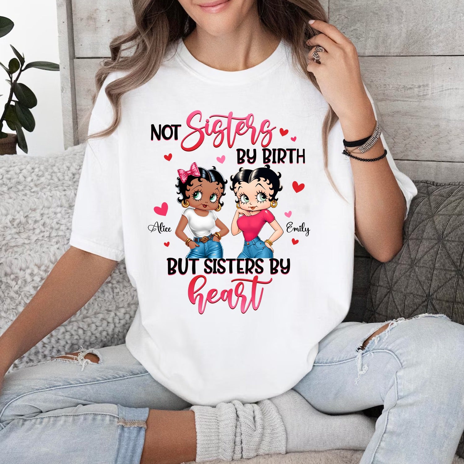 Vintage Girl, Not Sisters By Birth But Sisters By Heart T-Shirt