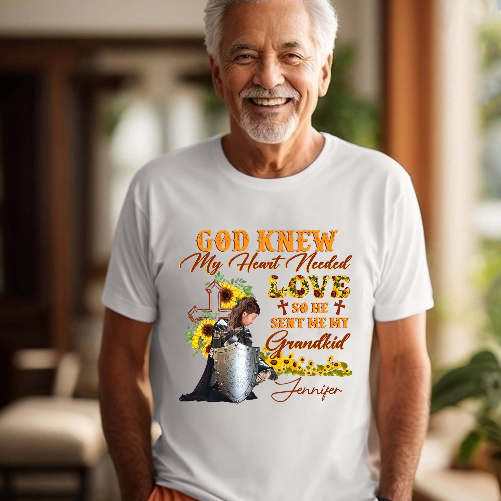 Warrior Of God God Knew My Heart Needed Love So He Sent Me My Grandkid T-Shirt - Image 3