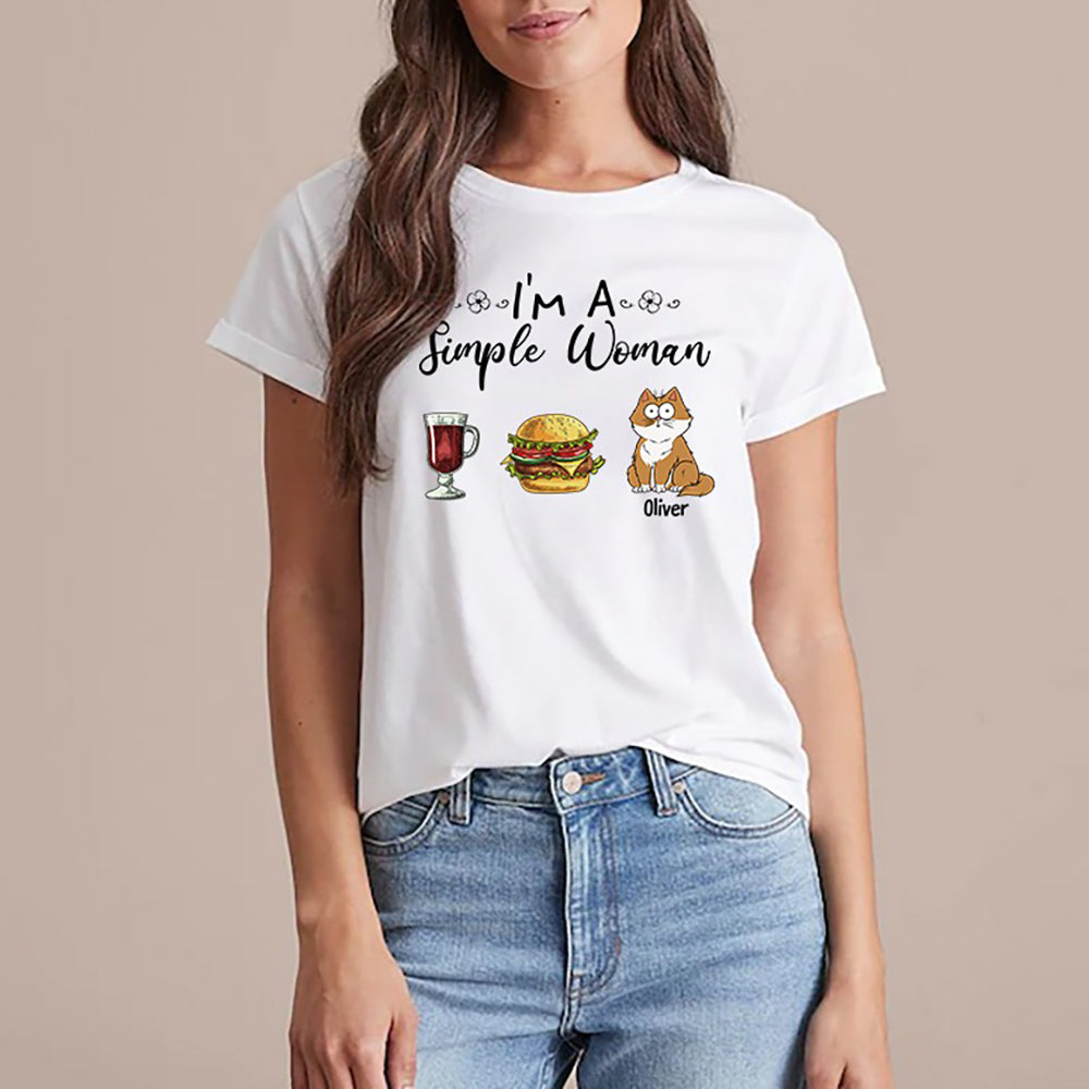 Cat Mom I Am A Simple Woman T-Shirt - Image 2