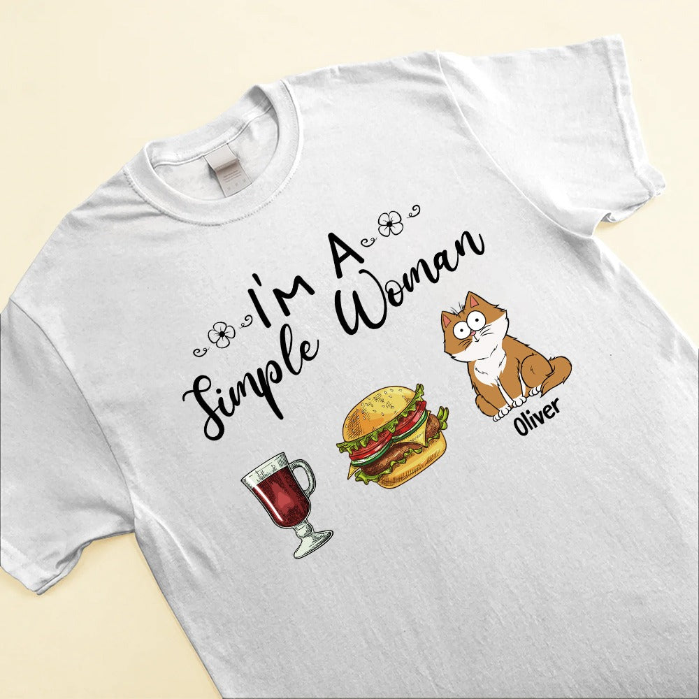 Cat Mom I Am A Simple Woman T-Shirt - Image 3