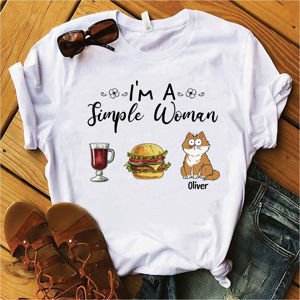 Cat Mom I Am A Simple Woman T-Shirt - Image 4