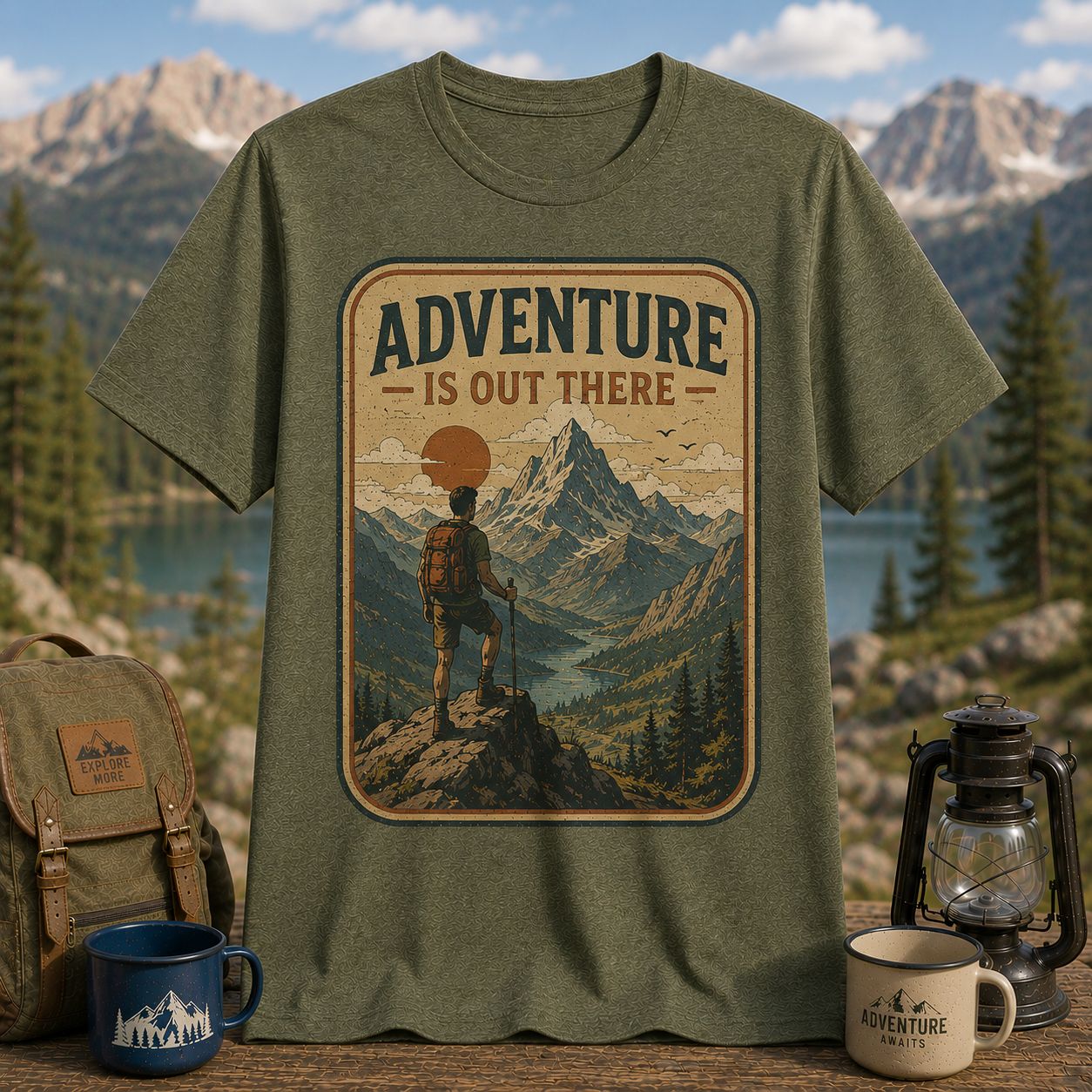 Adventure Is Out There Vintage Hiking Mountain Graphic Shirt