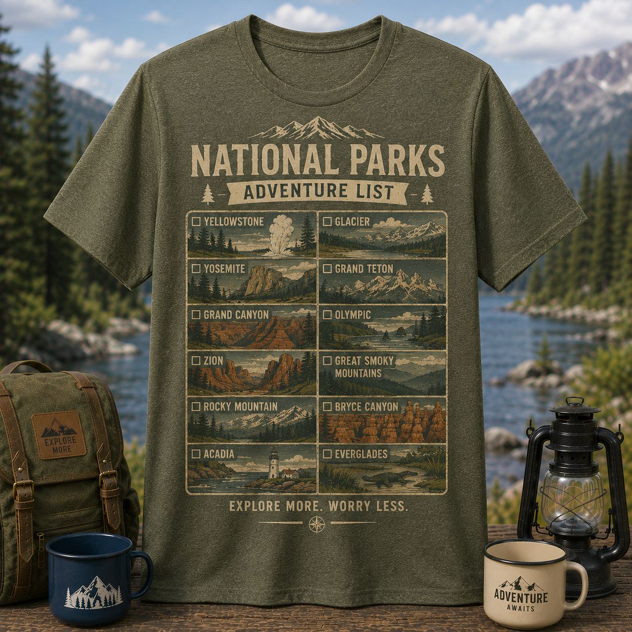 National Parks Adventure List Vintage Checklist Unisex T-Shirt