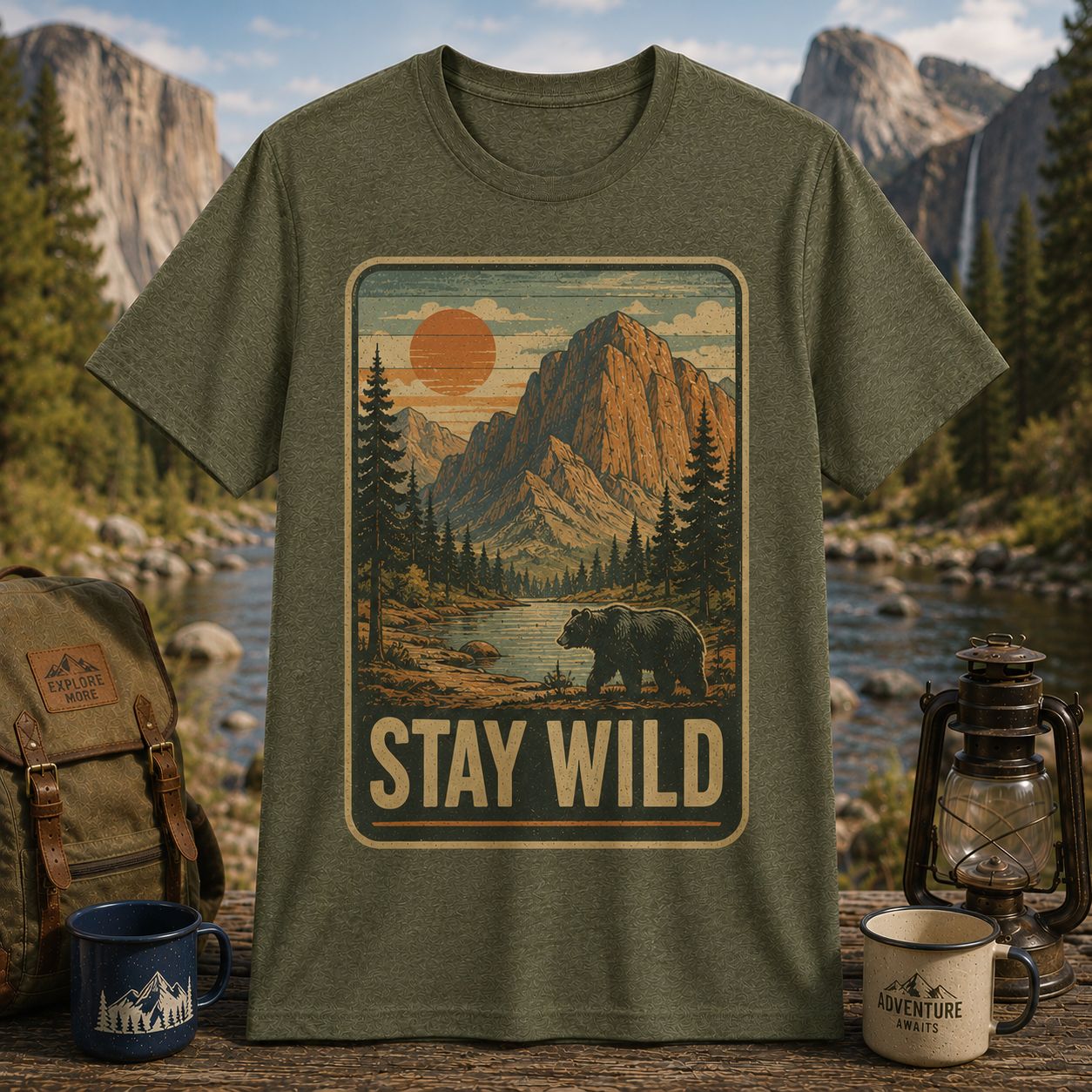 Stay Wild Vintage Travel Poster National Parks Unisex T-Shirt