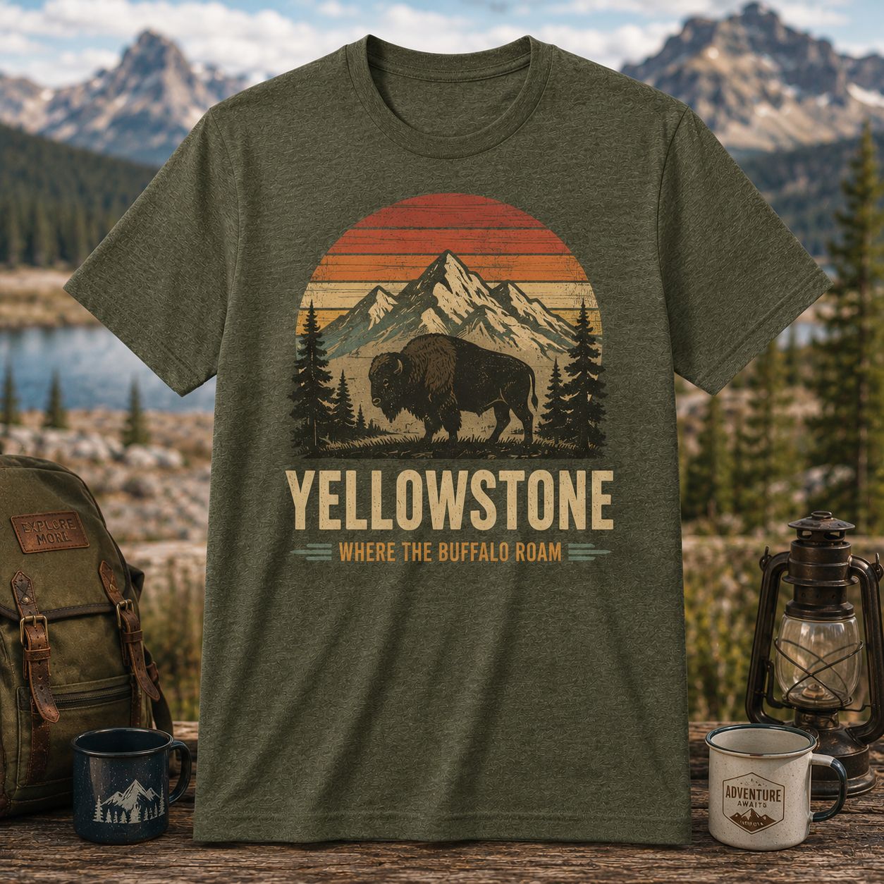 Yellowstone Where The Buffalo Roam Vintage Bison Unisex T-Shirt