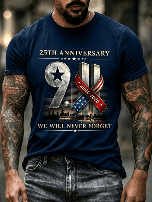 25th Anniversary 9 11 Never Forget T-Shirt September 11 Clothes Gift For Ground Zero Rescuers
