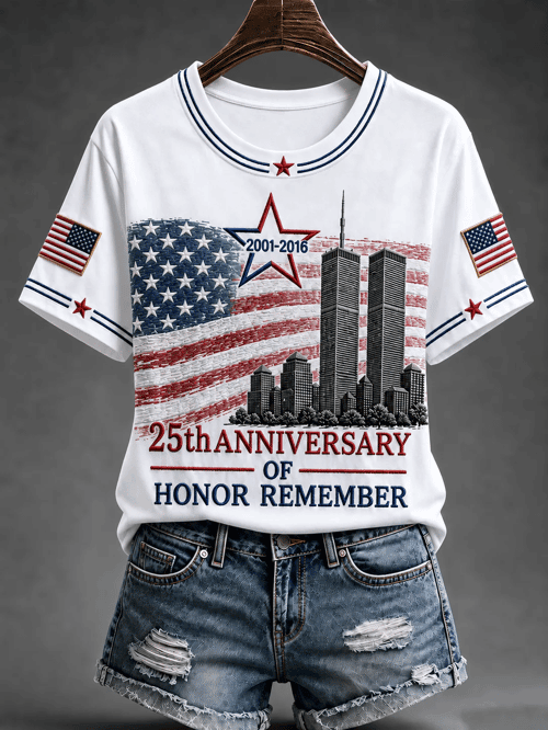 25th Anniversary Sept 11 Patriotic Star T-Shirt Honor Of Remember Merch Gift For Proud Patriots
