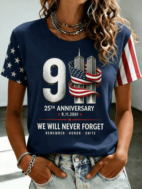 25th Anniversary T-Shirt We Will Never Forget Clothing Gift For Proud Patriots