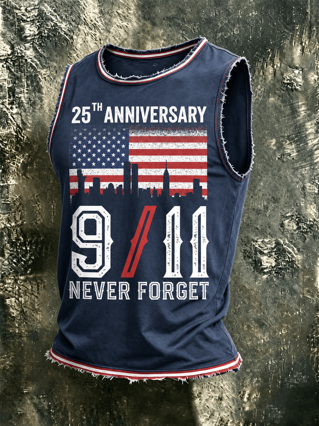 25th Anniversary Tank Top 911 Memorial Never Forget Merch Gift For Proud Patriots