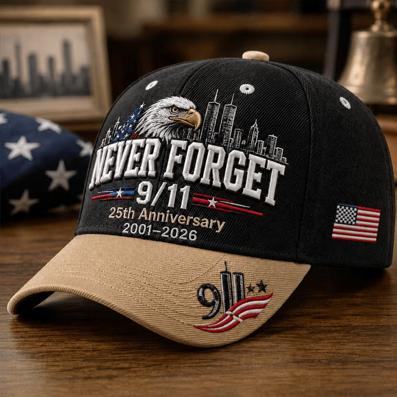 9'11 25th Anniversary Never Forget Baseball Cap 2001-2026 Patriotic Hat Unique Gift