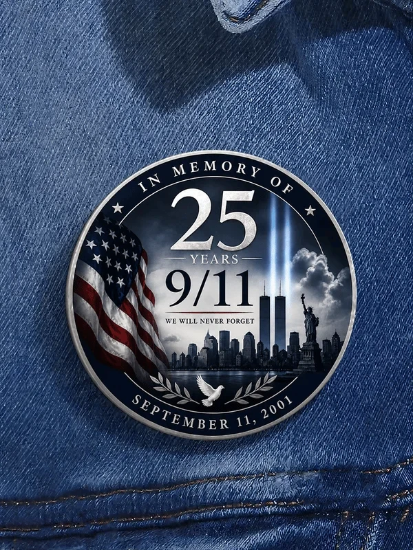 911 25th Anniversary Never Forget Button Patriotic 911 Merch Gift For Supporters