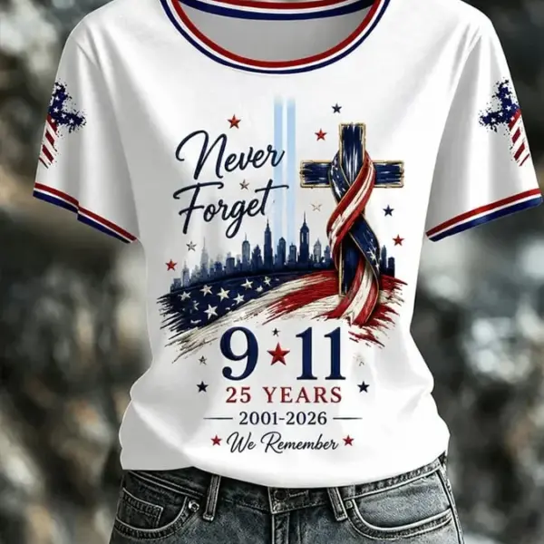 911 25th Anniversary Never Forget Patriotic T-Shirt 911 Merch Gift Ideas