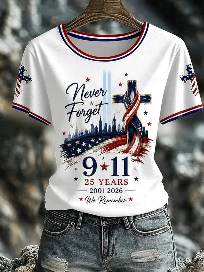 911 25th Anniversary Never Forget Patriotic T-Shirt 911 Merch Gift Ideas