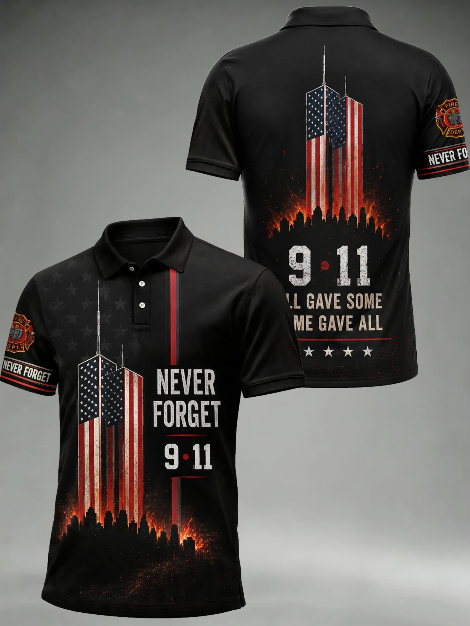 911 25th Anniversary Never Forget Polo Shirt 911 Tribute Apparel Present For Dad