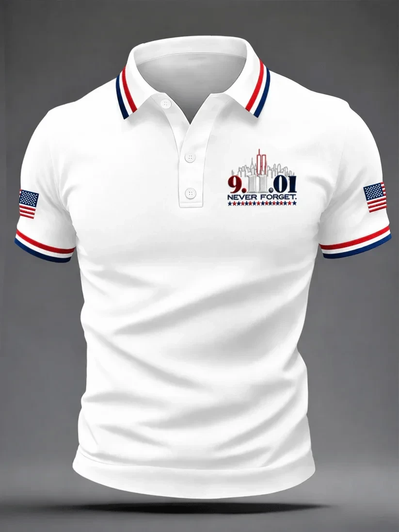 911 25th Anniversary Never Forget Polo Shirt Patriot Day Clothing Father's Gifts