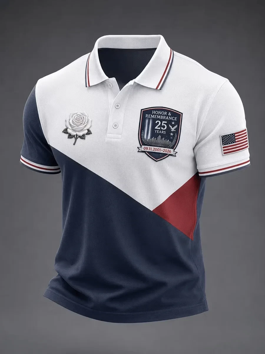911 25th Anniversary Never Forget Polo Shirt Patriotic Apparel 911 Memorial Tee